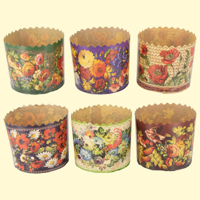 Набор форм для  куличей "Жостово" 50 шт, из термостойкой бумаги, В 8,5 см, ∅ 9 cm