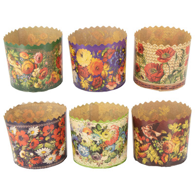 Набор форм для  куличей "Жостово" 50 шт, из термостойкой бумаги, В 8,5 см, ∅ 9 cm