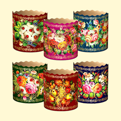 Набор форм для  куличей "Жостово" 50 шт, из термостойкой бумаги, В 8,5 см, ∅ 11 cm