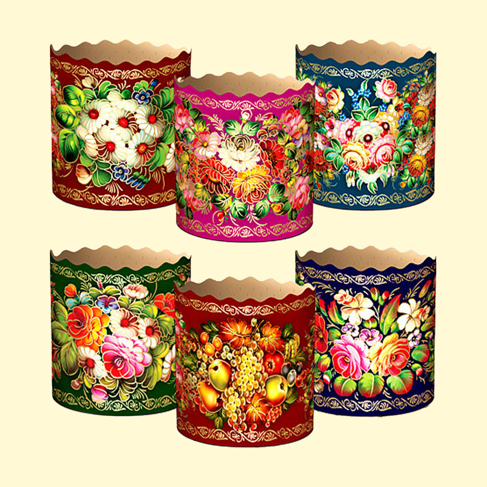 Набор форм для  куличей "Жостово" 50 шт, из термостойкой бумаги, В 8,5 см, ∅ 11 cm