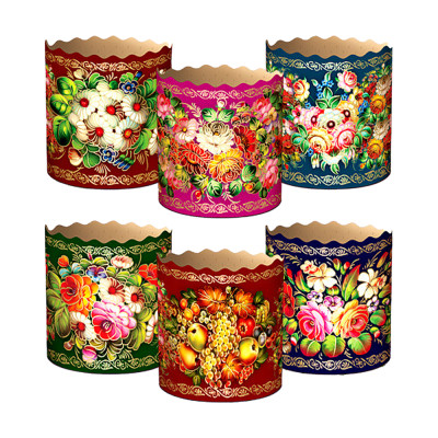 Набор форм для  куличей "Жостово" 50 шт, из термостойкой бумаги, В 8,5 см, ∅ 11 cm