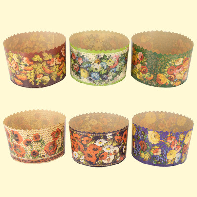 Набор форм для  куличей "Жостово" 50 шт, из термостойкой бумаги, В 8,5 см, ∅13 cm