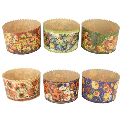 Набор форм для  куличей "Жостово" 50 шт, из термостойкой бумаги, В 8,5 см, ∅13 cm