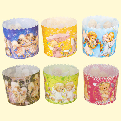 Набор форм для  куличей "Ангелочки" 50 шт, из термостойкой бумаги, В 8,5 см, ∅ 9 cm