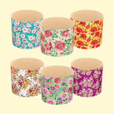 Набор форм для  куличей "Цветы" 50 шт, из термостойкой бумаги, В 8,5 см, ∅ 11 cm