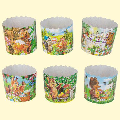 Набор форм для  куличей "Детские" 50 шт, из термостойкой бумаги, В 8,5 см, ∅9 cm