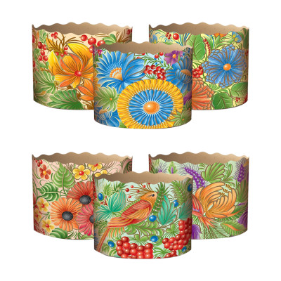 Набор форм для  куличей "Петриковка" 50 шт, из термостойкой бумаги, В 8,5 см, ∅ 11 cm