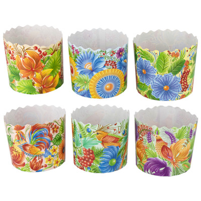 Набор форм для  куличей "Петриковка" 50 шт, из термостойкой бумаги, В 8,5 см, ∅ 9 cm