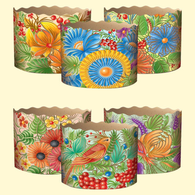 Набор форм для  куличей "Петриковка" 50 шт, из термостойкой бумаги, В 8,5 см, ∅ 13 cm