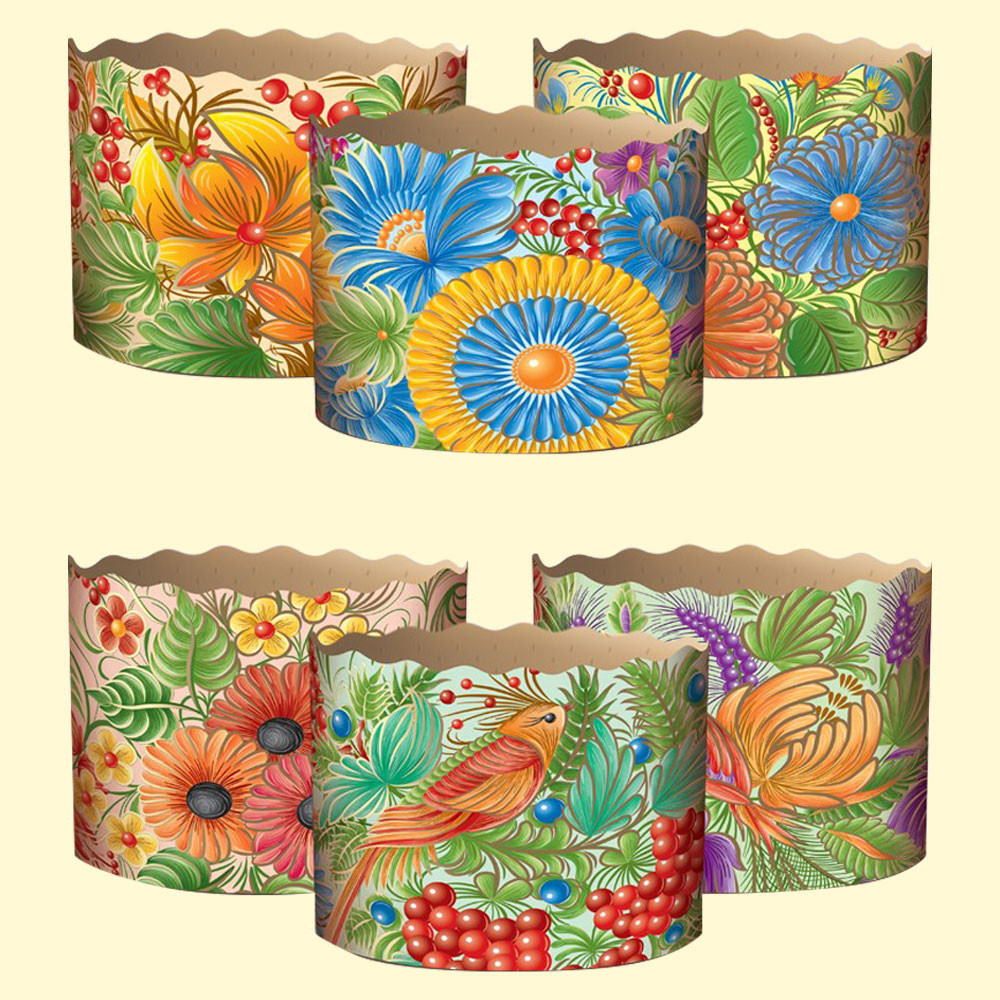 Набор форм для  куличей "Петриковка" 50 шт, из термостойкой бумаги, В 8,5 см, ∅ 13 cm