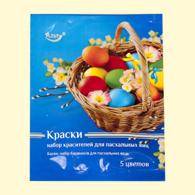 Набор пищевых красителей для яиц, 5 цветов (красн., оранж., жёлтый, зелёный, голубой), 25 г