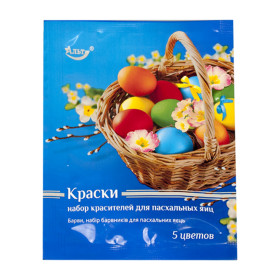 Набор пищевых красителей для яиц, 5 цветов (красн., оранж., жёлтый, зелёный, голубой), 25 г