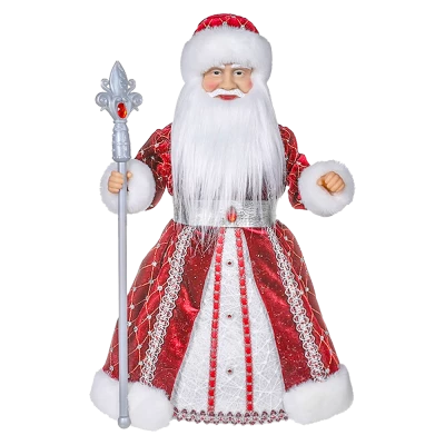 Фигура Дед Мороз в красно-белом с серебром, с отделением для конфет и подарков, 40 см