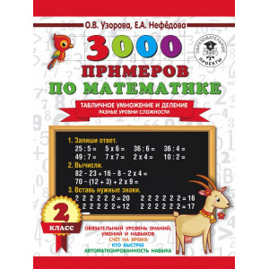 3000 примеров по математике. Табличное умножение и деление. Разные уровни сложности. 2 класс