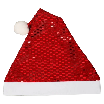 Колпак новогодний Набор 12 шт Диско блеск 29х33 см, красный