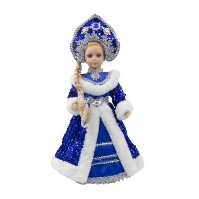 Фигура Снегурочка в синем и с серебребром, с отделением для конфет и подарков, 35 см