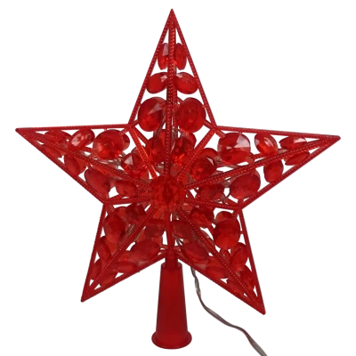 LED Звезда для Елки "Красная звезда" с 20 с красными лампочками