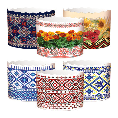 Набор форм для  куличей Вышиванка 50 шт, из термостойкой бумаги, В 8,5 см, ∅13 cm