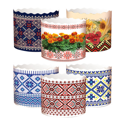 Набор форм для  куличей Вышиванка 50 шт, из термостойкой бумаги, В 8,5 см, ∅ 11 cm