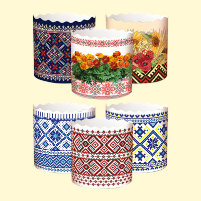 Набор форм для  куличей Вышиванка 50 шт, из термостойкой бумаги, В 8,5 см, ∅ 9 cm