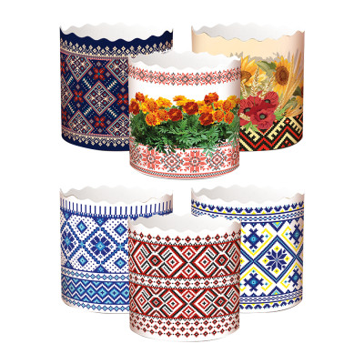 Набор форм для  куличей Вышиванка 50 шт, из термостойкой бумаги, В 8,5 см, ∅ 9 cm