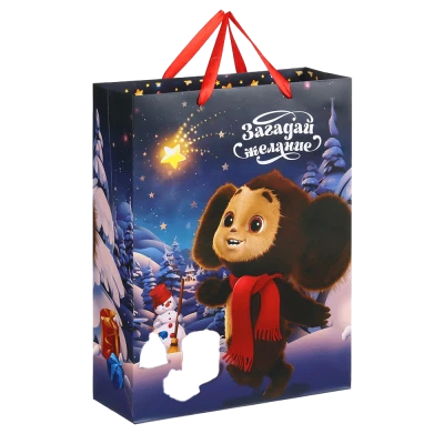 Пакет ламинированный вертикальный - Чебурашка, 31 × 40 × 11,5 cm, цвет Синий