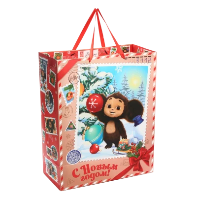 Пакет ламинированный вертикальный - Чебурашка, 40 × 49 × 19 cm