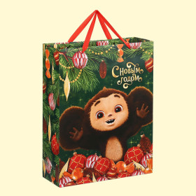 Пакет ламинированный вертикальный - Чебурашка, 31 × 40 × 11,5 cm, цвет Зелёный