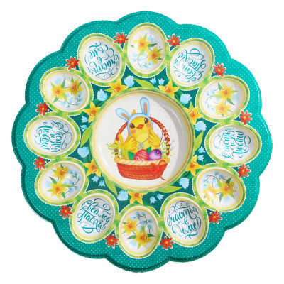 Пасхальная подставка Цыплёнок, на 12 яиц  и 1 кулич 30 х 30 см, пластик