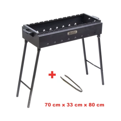 Мангал со складными ножками и щипцами ДШВ: 70 x 33 х 80 см, из стали 2 мм