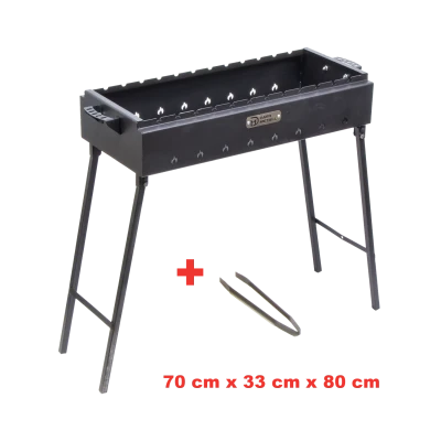 Мангал со складными ножками и щипцами ДШВ: 70 x 33 х 80 см, из стали 2 мм