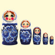 Matrjoschka Blaue Blumen M5 18 cm