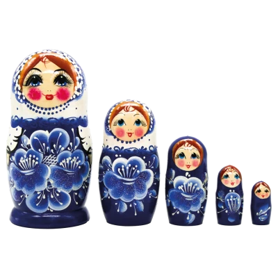 Матрёшка Синие цветы M5 18 см