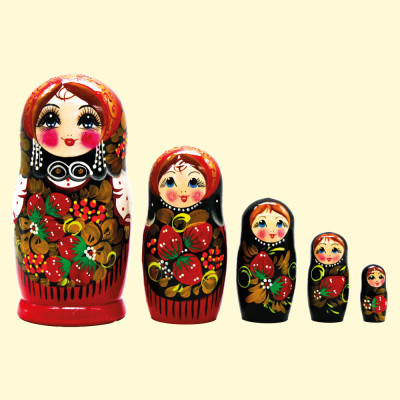 Матрёшка Хохлома клубника красная M5 18 см