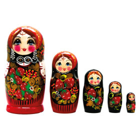 Матрёшка Хохлома клубника красная M5 18 см