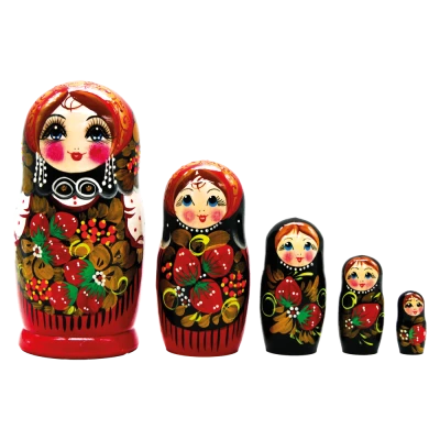 Матрёшка Хохлома клубника красная M5 18 см
