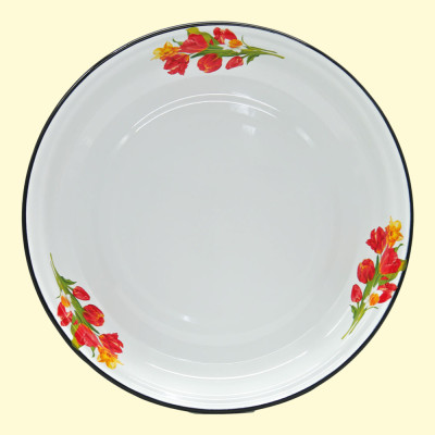 Круглое блюдо эмалированное Тюльпаны 4,5 л, ∅ 40 см