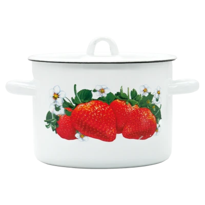 Кастрюля эмалированная с крышкой Клубника 3 л