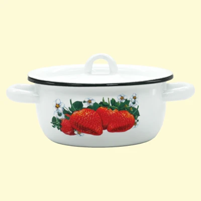 Эмалированная кастрюля с крышкой Клубника 1,5 л