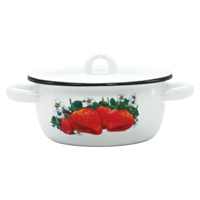Эмалированная кастрюля с крышкой Клубника 1,5 л