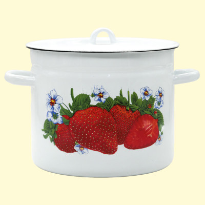 Кастрюля эмалированная с крышкой Клубника 7 л