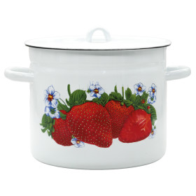 Кастрюля эмалированная с крышкой Клубника 7 л