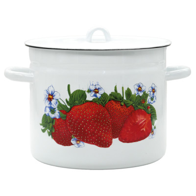Кастрюля эмалированная с крышкой Клубника 7 л