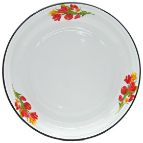 Круглое блюдо эмалированное Тюльпаны 7 л, ∅ 50 см