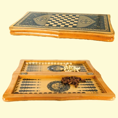 Игра настольная 2 в1 шахматы, нарды, доска 46х46 см, дерево