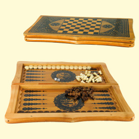 Игра настольная 2 в1 шахматы, нарды, доска 40х40 см, дерево