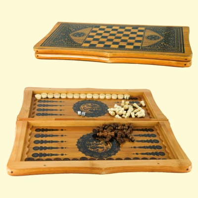 Игра настольная 2 в1 шахматы, нарды, доска 40х40 см, дерево