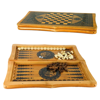 Игра настольная 2 в1 шахматы, нарды, доска 40х40 см, дерево