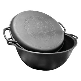 Чугунный узбекский WOK казан 18 литров с крышкой-сковородой