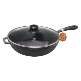 Чугунная сковорода со стеклянной крышкой 26×6 см